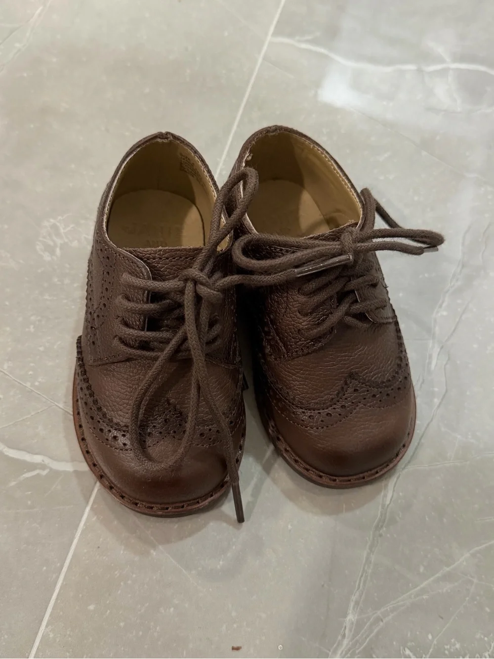Janie and Jack Brown Leather Brogue Lace-Up Shoes